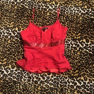 Red Sequin Camisole Top